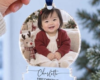 Custom Baby First Christmas Photo Ornament 2026, Personalised Newborn Bauble, Gift For A New Mum, Christmas Tree Keepsake For New Parents