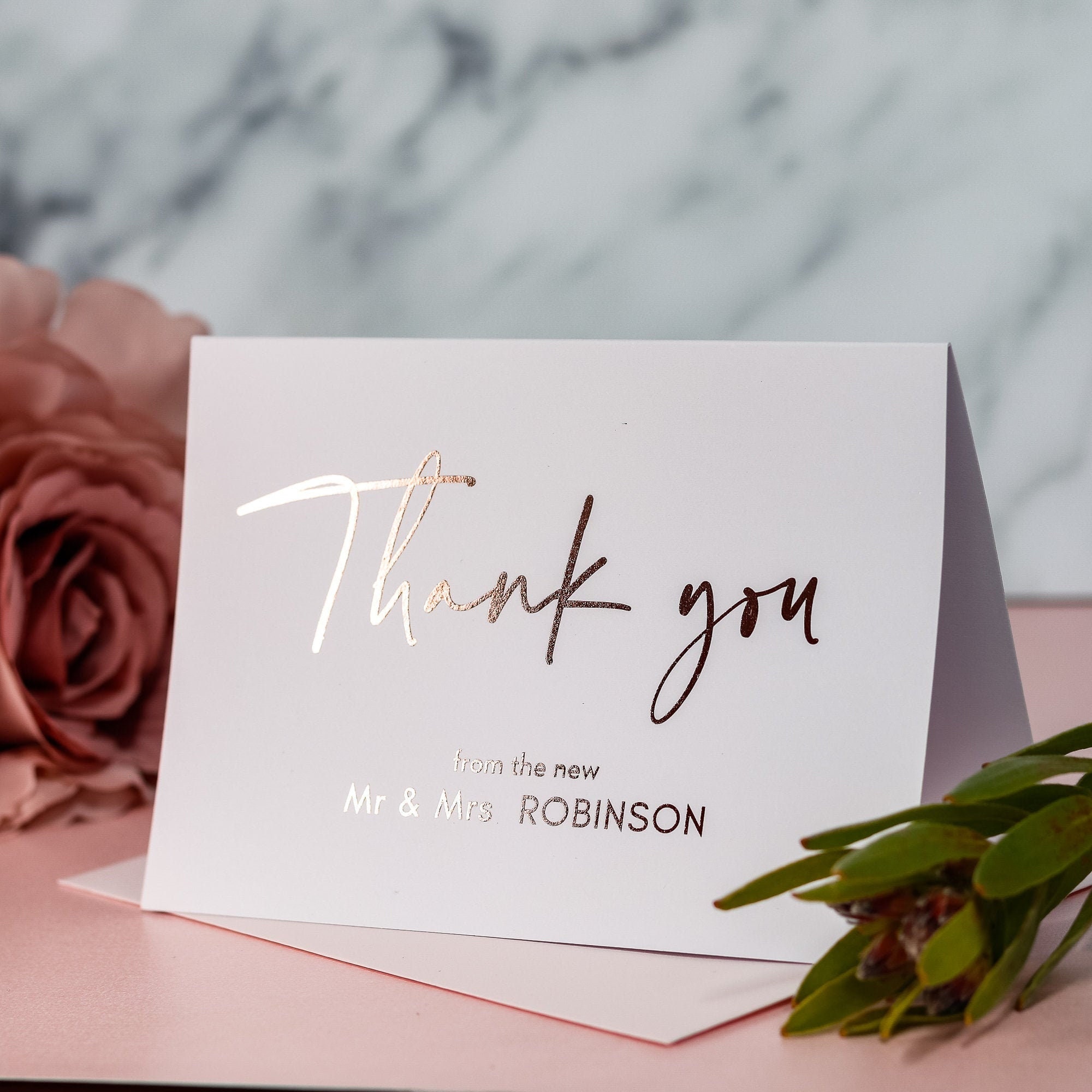 ROSE GOLD FOIL Thank you Cards, Wedding Note Card, Multi Pack Option …
