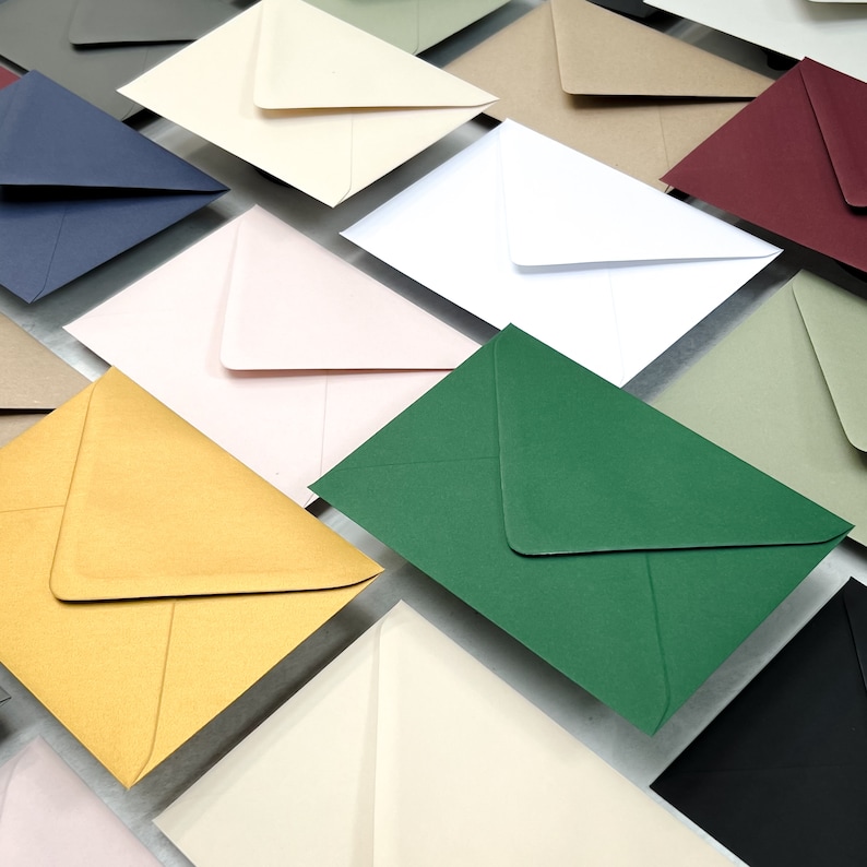 Enveloppes de luxe C6, 5x7 ou C5 en 12 couleurs différentes, Invitations de mariage, Save the Dates RSVP Envelopes, Free Foil Stickers image 7