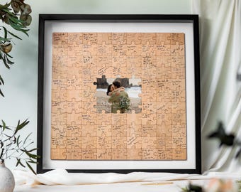 Wedding Guest Book Alternative | Puzzle Wedding Guestbook Alternative, Personalised Wedding Gift for Couple Keepsake, Rustic Wedding Decor