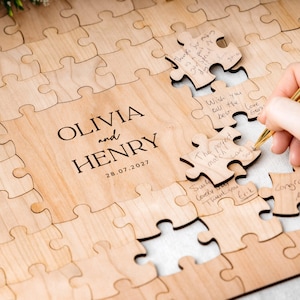 Hochzeitsgästebuch Alternative | Puzzle-Gästebuch Alternative Hochzeit, individuelles rustikales Hochzeitsdekor, personalisiertes Puzzle-Gästebuch Bild 5