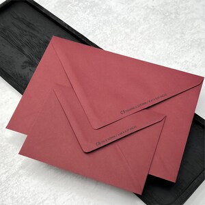 Burgundy Envelopes C6, Luxury A6 Red Wedding Invitations Envelope, Save the Dates or RSVP Envelopes, Free Foil Stickers image 3