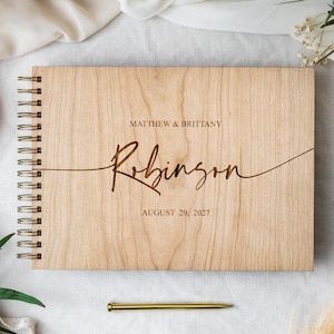 Libro de firmas de boda de madera, alternativa, álbum de fotos rústico, libro de firmas de madera personalizado, regalo de aniversario para pareja, álbum de recuerdos personalizado.