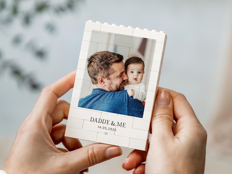 Daddy And Me Photo Keepsake, Personalised Fathers Day Gift, Dad And Baby Keepsake Block, New Dad Birthday Present, Gift For Daddy From Kids image 8