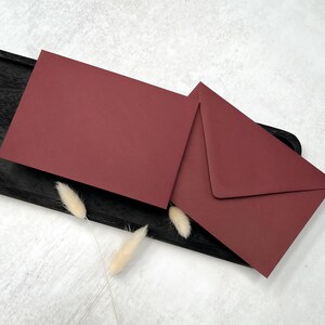 Burgundy Envelopes C6, Luxury A6 Red Wedding Invitations Envelope, Save the Dates or RSVP Envelopes, Free Foil Stickers image 5