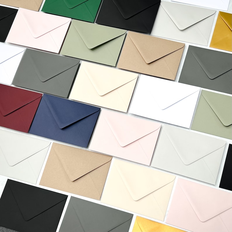 Enveloppes de luxe C6, 5x7 ou C5 en 12 couleurs différentes, Invitations de mariage, Save the Dates RSVP Envelopes, Free Foil Stickers image 6