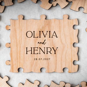 Hochzeitsgästebuch Alternative | Puzzle-Gästebuch Alternative Hochzeit, individuelles rustikales Hochzeitsdekor, personalisiertes Puzzle-Gästebuch Bild 8