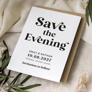 Anuncio de boda elegante "Reserve la fecha" / Tarjetas sencillas para "Reserve la fecha" / Conjunto de invitaciones modernas / Invitaciones de boda "Arizona"