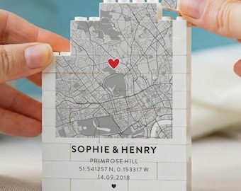Where It All Began Map Gift, Personalised Couple Location Keepsake, Custom Coordinates Block, Anniversary Map Present, Wedding Location Gift