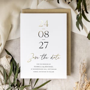 Cartes "Retenez cette date" de luxe, "Retenez cette date", feuille d'or "Retenez cette date", faire-part de mariage « Ibiza »