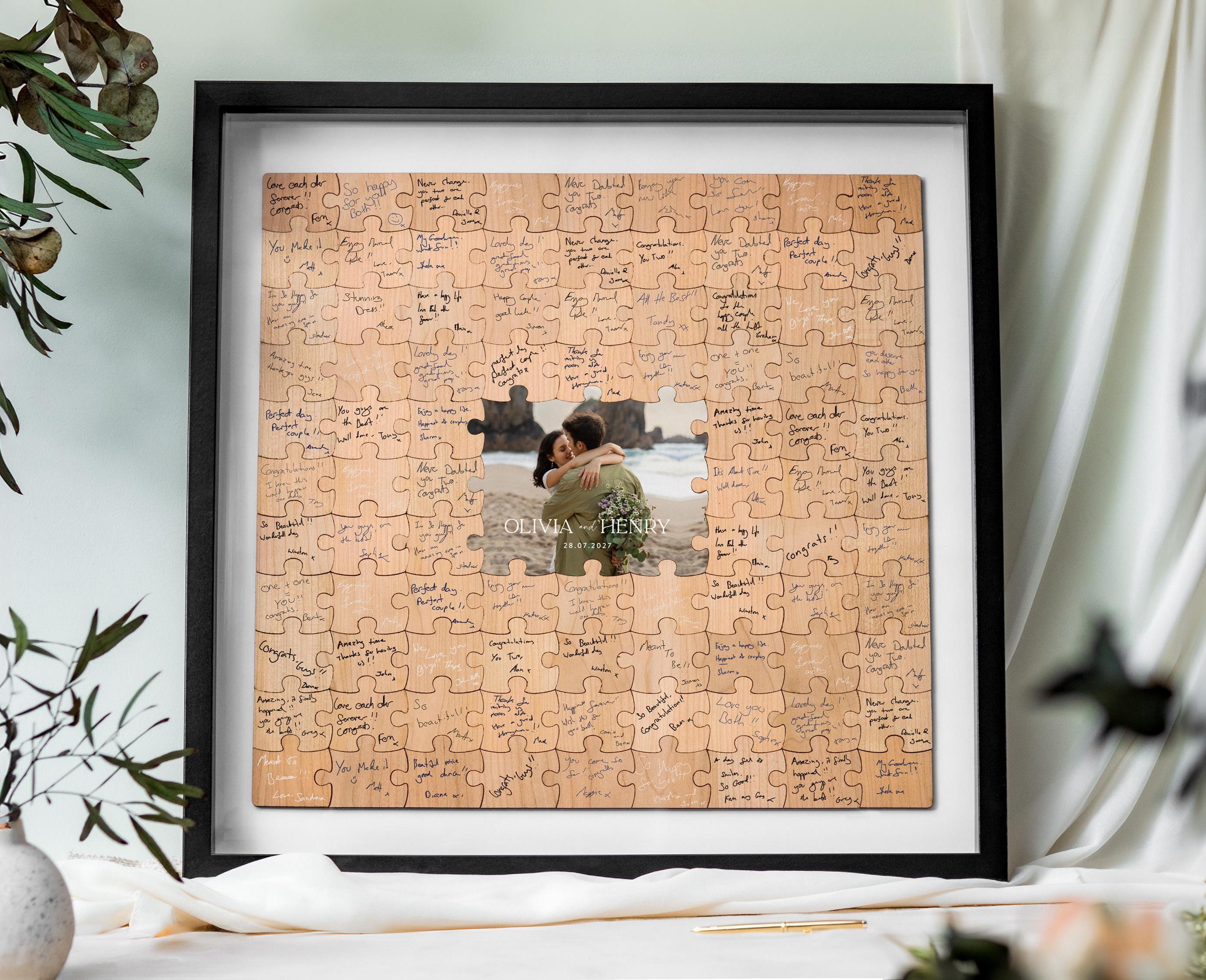 Wedding Guest Book Alternative | Puzzle Wedding Guestbook Alternative, Personalised Wedding Gift for Couple Keepsake, Rustic Wedding Decor