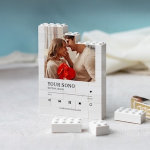 Regalos musicales personalizados para esposa, recuerdo con letra de canción personalizada, bloque de fotos de aniversario, regalo romántico de cumpleaños para ella, nuestro regalo musical