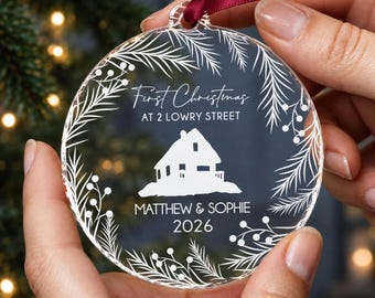 New Home Christmas Ornament, Personalised First Christmas In Our New House Bauble, Housewarming Gift For A Couple, Tree Decoration