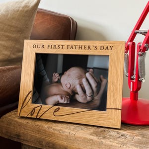 First Father&#39;s Day Photo Frame | Personalised Ideal Father&#39;s Day Gift For Dad | New Dad, Birthdays - Custom Picture Frame