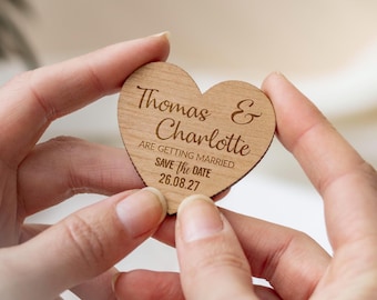 Save The Date Magnet, Rustic Wedding Invitation, Wood Heart Save The Dates, Wedding Stationery Invites, Custom Fall Winter Save The Date.