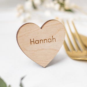Personalised Wedding Place Names, Wooden Heart Table Place Names, 4mm Wood Guest Place Setting, Wedding Favour, Wedding Table Décor Keepsake