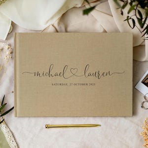 Wedding Guest Book, Personalized Linen Wedding Photo Album, Custom Guest Book Wedding Reception, Polaroid Guestbook, Wedding Gift Idea A01