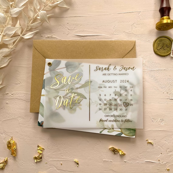 Save the Date Save the Date Cards With Envelopes Gold Foiled -   Foil  save the dates, Wedding saving, Personalised wedding invitations