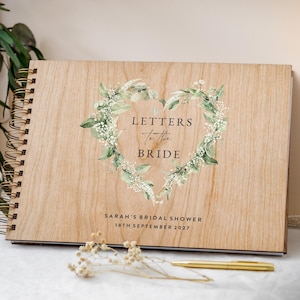 Letters To The Bride Book, Bachelorette Party Gift, Botanical Greenery Bride Memory Book, Bridal Shower Gift, Wedding Gift, Bride Notebook