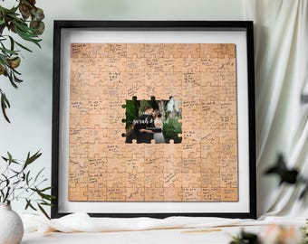 Wedding Guest Book Alternative | Puzzle Guest Book Wedding, Rustic