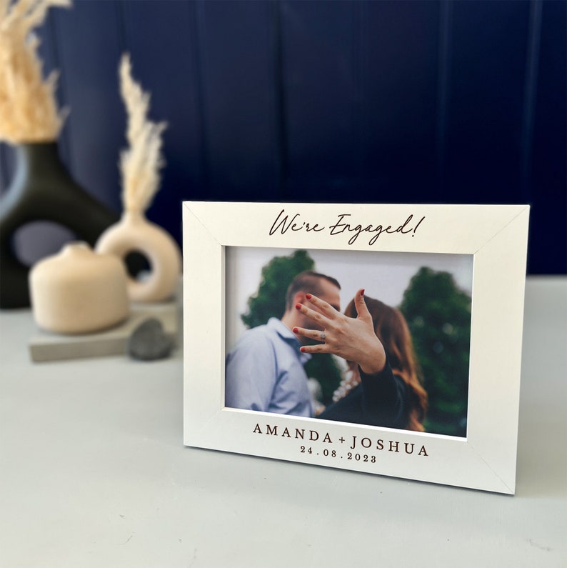 First Christmas Engaged, Engagement Gifts For Couples, Engaged Couple Gift, Personalised Photo Frame, Christmas Gift for Him Her, Engraved image 4