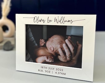 Marco de fotos personalizado para anunciar el nacimiento de un bebé, regalo para el Día de la Madre, letrero con nombre grabado personalizado e información de nacimiento, recuerdo.