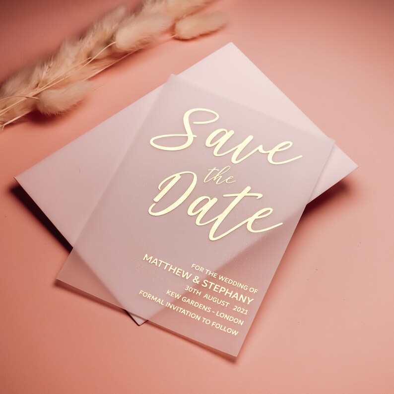 Foil Save the Date Vellum Cards Foiled Vellum Save the Dates Etsy UK