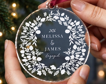 Custom Engagement Ornament, Proposal Gift For Newly Engaged Partners, Couple Christmas Tree Ornament, Engagement Party Keepsake