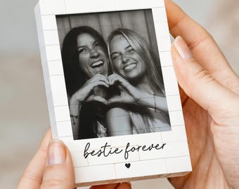 Personalised Bestie Photo Gift, Best Friend Christmas Gift, Birthday Present For Her Or Him, Custom Photo Building Block Keepsake