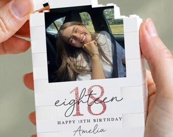 Personalised 18th Birthday Photo Gift, Present For An 18 Year Old, Custom Photo Building Block Keepsake