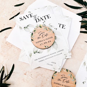 Save the Date Magnet with Cards Greenery Save the Date Wedding Magnets Wood Save the Date or Evening Invitation Custom Rustic Invites image 10
