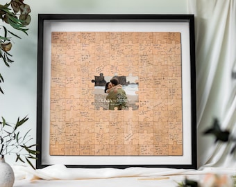 Wedding Guest Book Alternative | Puzzle Wedding Guestbook Alternative, Personalised Wedding Gift for Couple Keepsake, Rustic Wedding Decor
