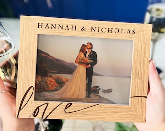 Personalisierter Hochzeitsfotorahmen: Graviertes Holz Paar Geschenk