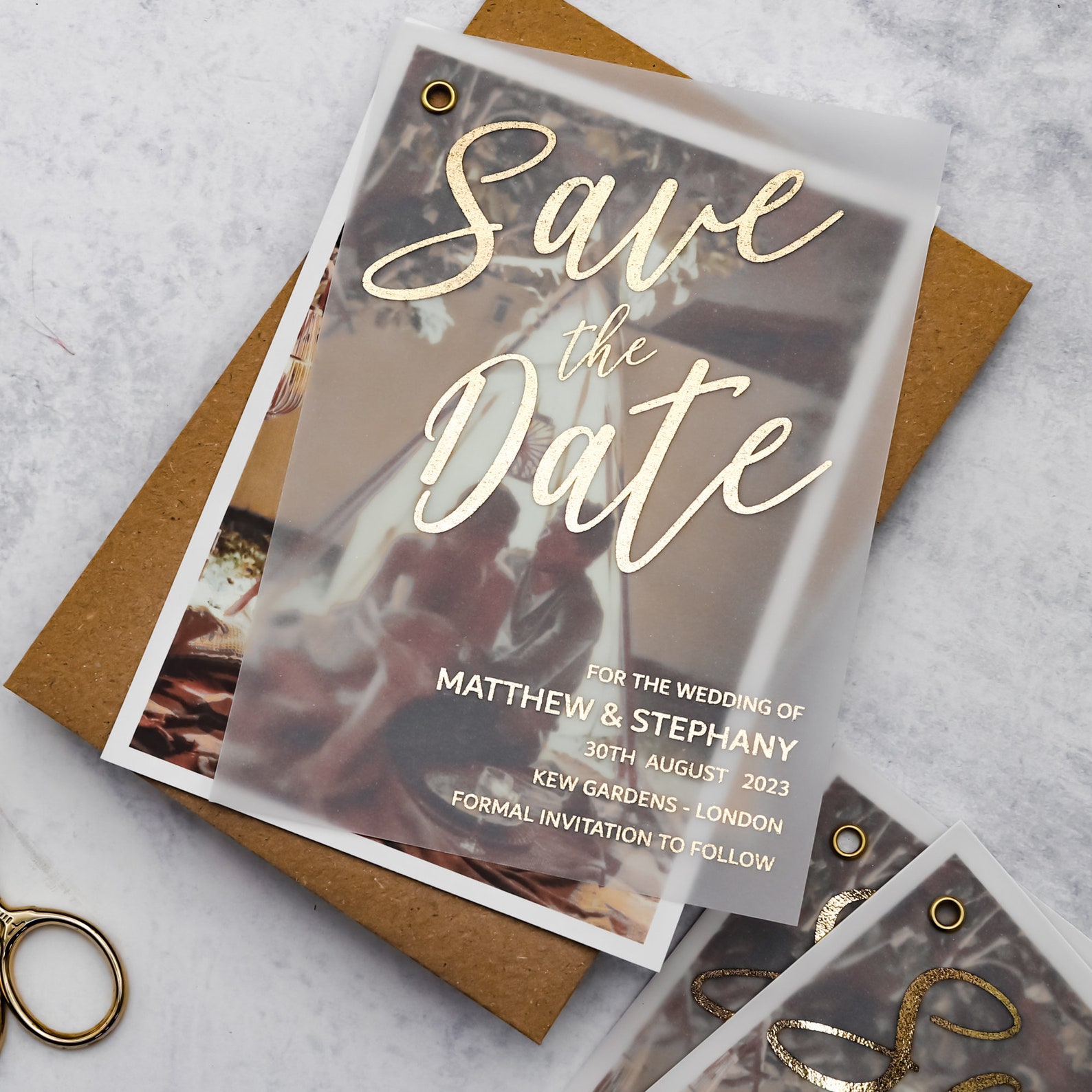 Foil Vellum Save the Date Cards Vellum Wedding Invitation Etsy UK