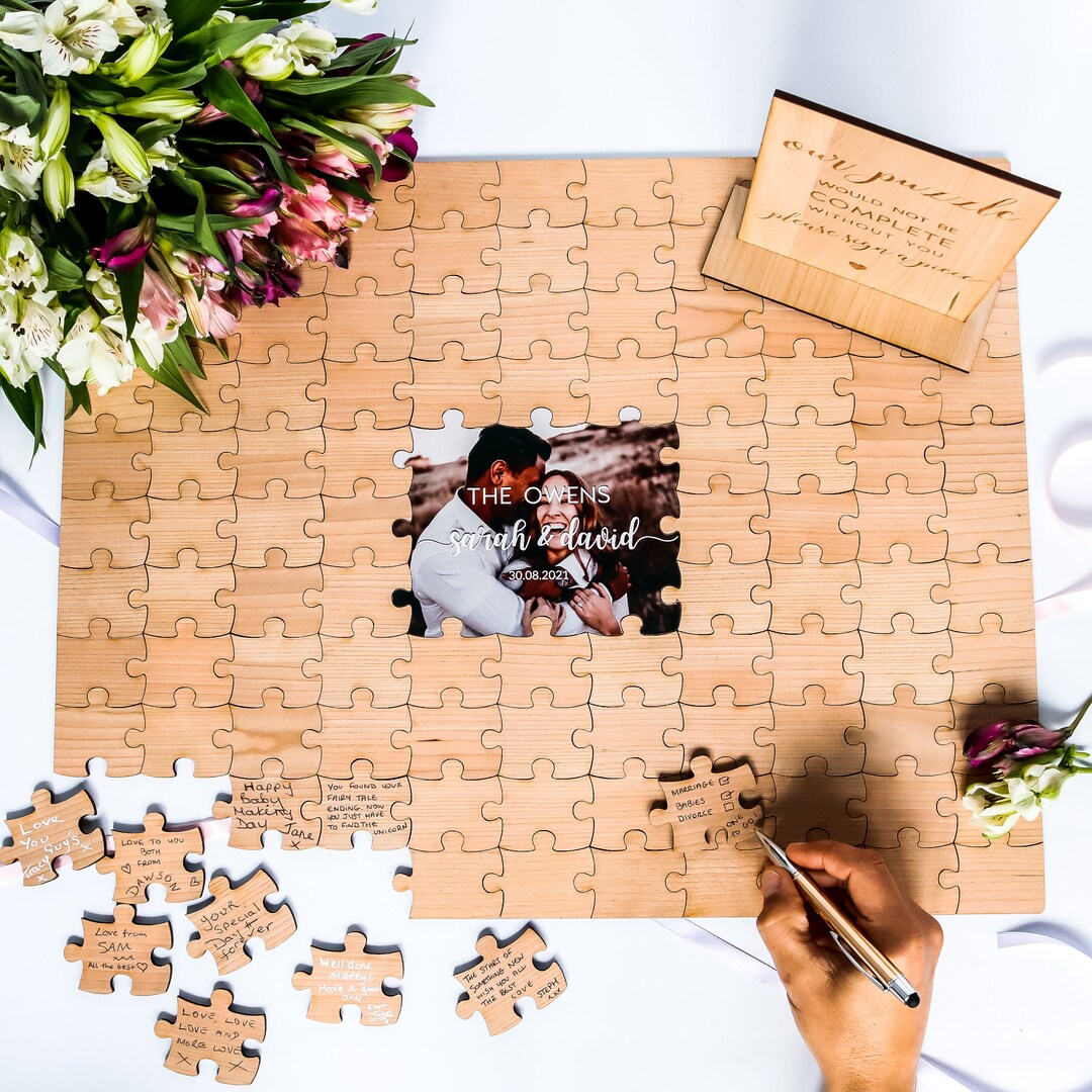 Wedding Guest Book Alternative, Puzzle Guest Book, Rustic Wedding Decor