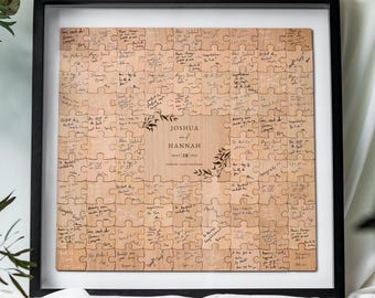 Libro de firmas alternativo para bodas / Libro de firmas tipo rompecabezas, Libro de firmas personalizado con rompecabezas, Decoración rústica para mesas de boda, Libro de firmas de madera, Rompecabezas personalizado