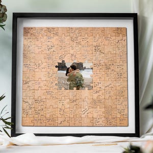 Alternativa al libro degli ospiti per matrimonio / Alternativa al libro degli ospiti per matrimonio a forma di puzzle, regalo di nozze personalizzato per la coppia, ricordo, decorazione rustica per matrimonio