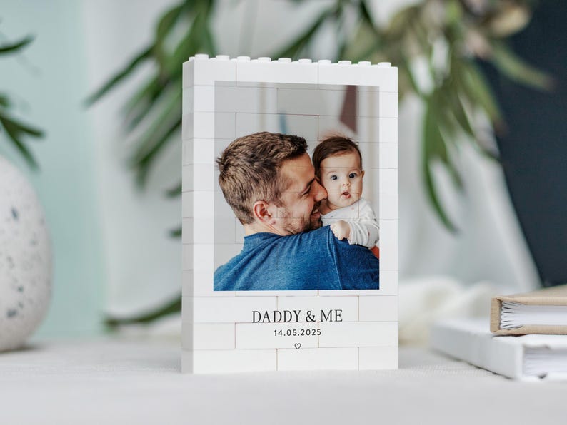 Daddy And Me Photo Keepsake, Personalised Fathers Day Gift, Dad And Baby Keepsake Block, New Dad Birthday Present, Gift For Daddy From Kids image 10