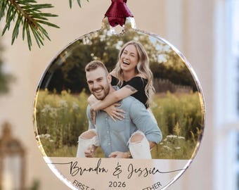 Personalised First Christmas Together Ornament 2026, Couple Photo Bauble, Christmas Gift For Her, Christmas Tree Keepsake