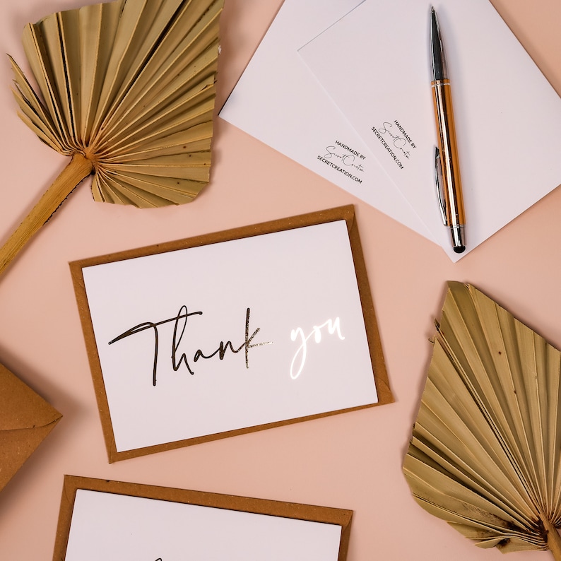 Personalised GOLD FOIL Wedding Thank you Cards Envelope Bridesmaids Gifts Multi Pack Bridal Shower Anniversary Wedding Note Card
