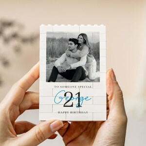 Regalo personalizzato per il 21° compleanno per lui, mattoncini da costruzione personalizzati con foto per figlio, ricordo del passaggio all'età adulta immagine 9