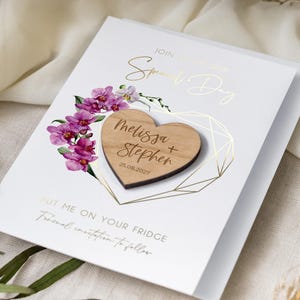 Save the Date Magnet with Cards | Foil Save the Dates, Luxury Wedding Invitation, Minimalist Invites, Greenery Botanical