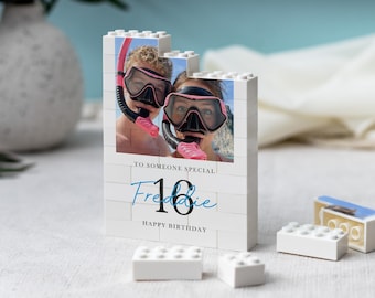 Personalised 16th Birthday Gift, Teen Photo Building Block Keepsake, Milestone Sweet Sixteen Memory