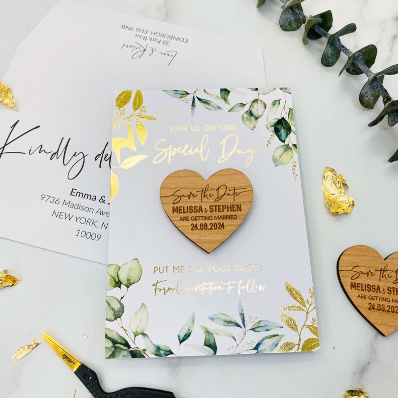 Save the Date Karte mit Holz-Magnet