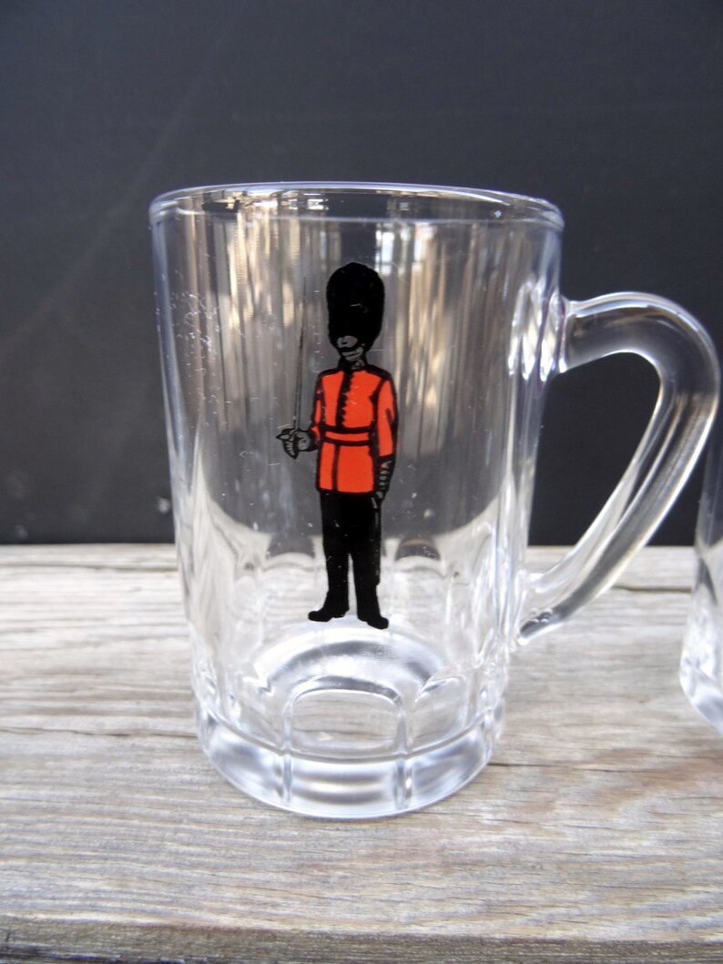 Vintage British Souvenir 2 Shot Glasses MUGS English Guard Etsy
