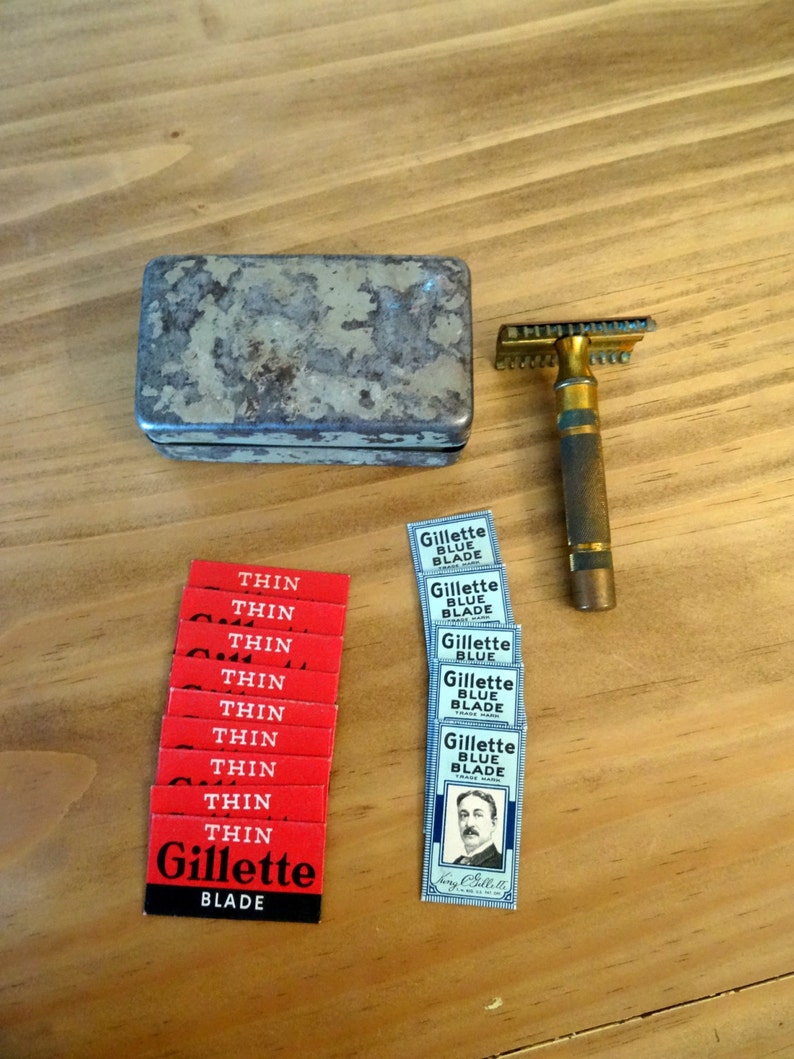 Vintage Gillette Brass Safety Contract Razor 1940 in Original Etsy