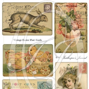 Easter Postcards in a Vintage style Printable to use in Junk Journals Planners Gift Tags, Travelers Notebooks and Scrapbooking image 2