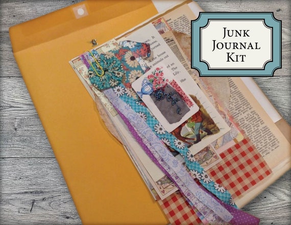 Junk Journal Supplies Kit Vintage pages ephemera lace fabric for the DIY  Journal Artist