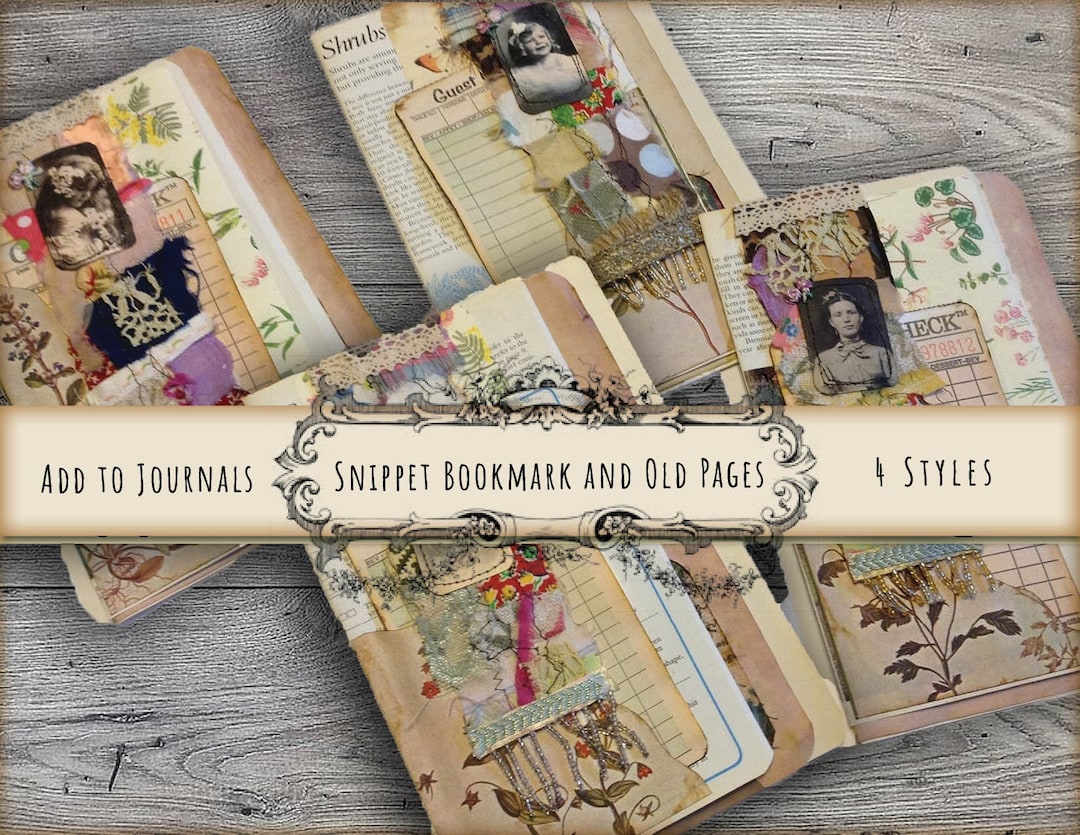 Junk Journal Snippet Bookmark With Old Book Pages for Journals Planners ...