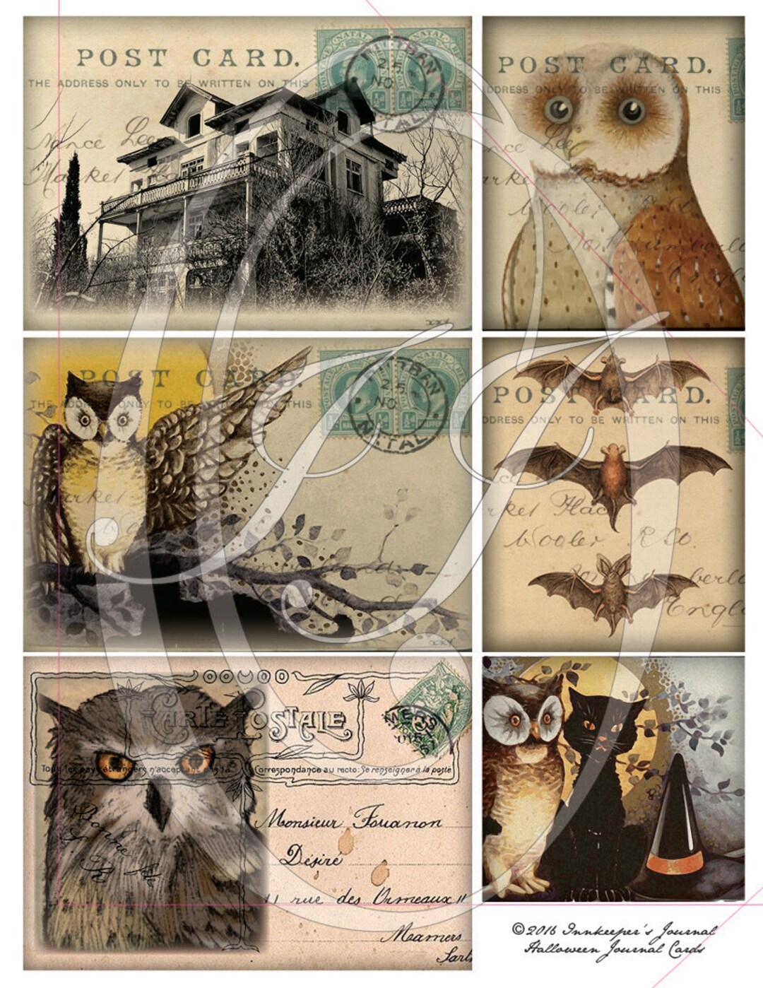 Printable Halloween Journal Cards for Junk Journals Planners Gift Tags ...